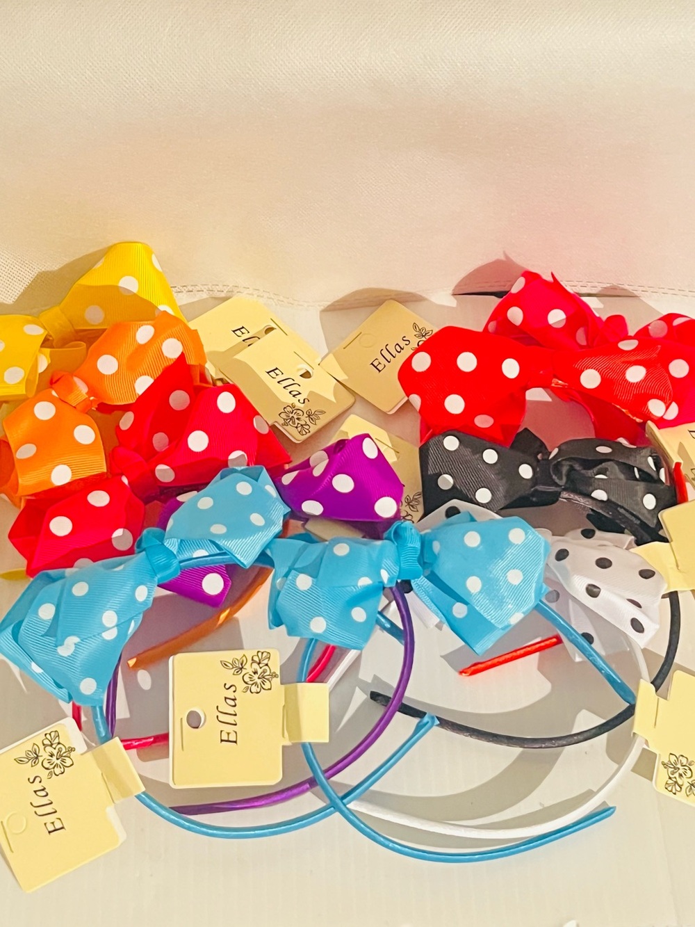 10 PC Polka Dot Bow Headbands NWT kids